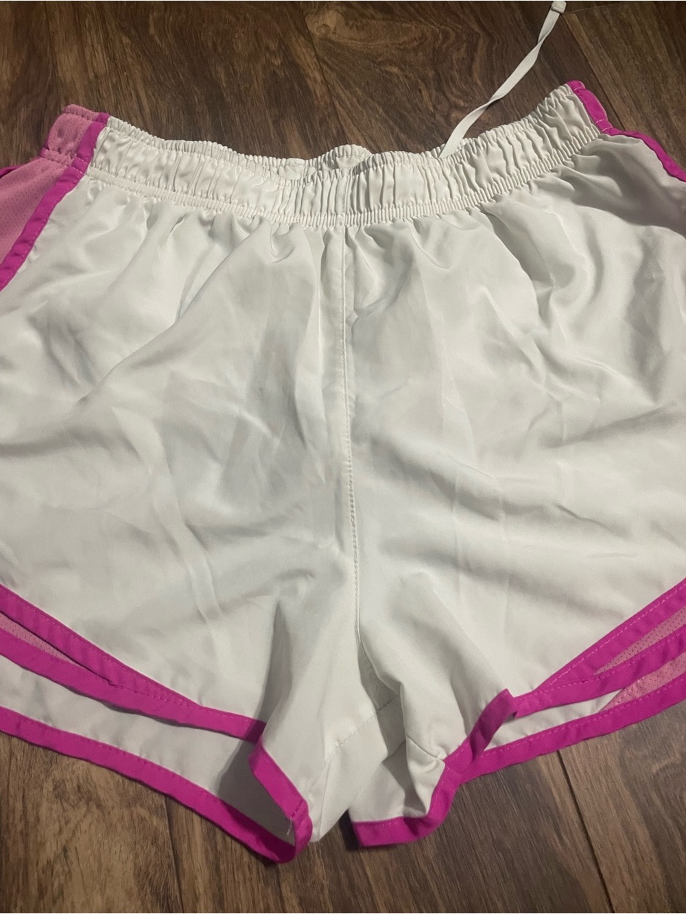 Nike White Athletic Shorts with Pink Trim